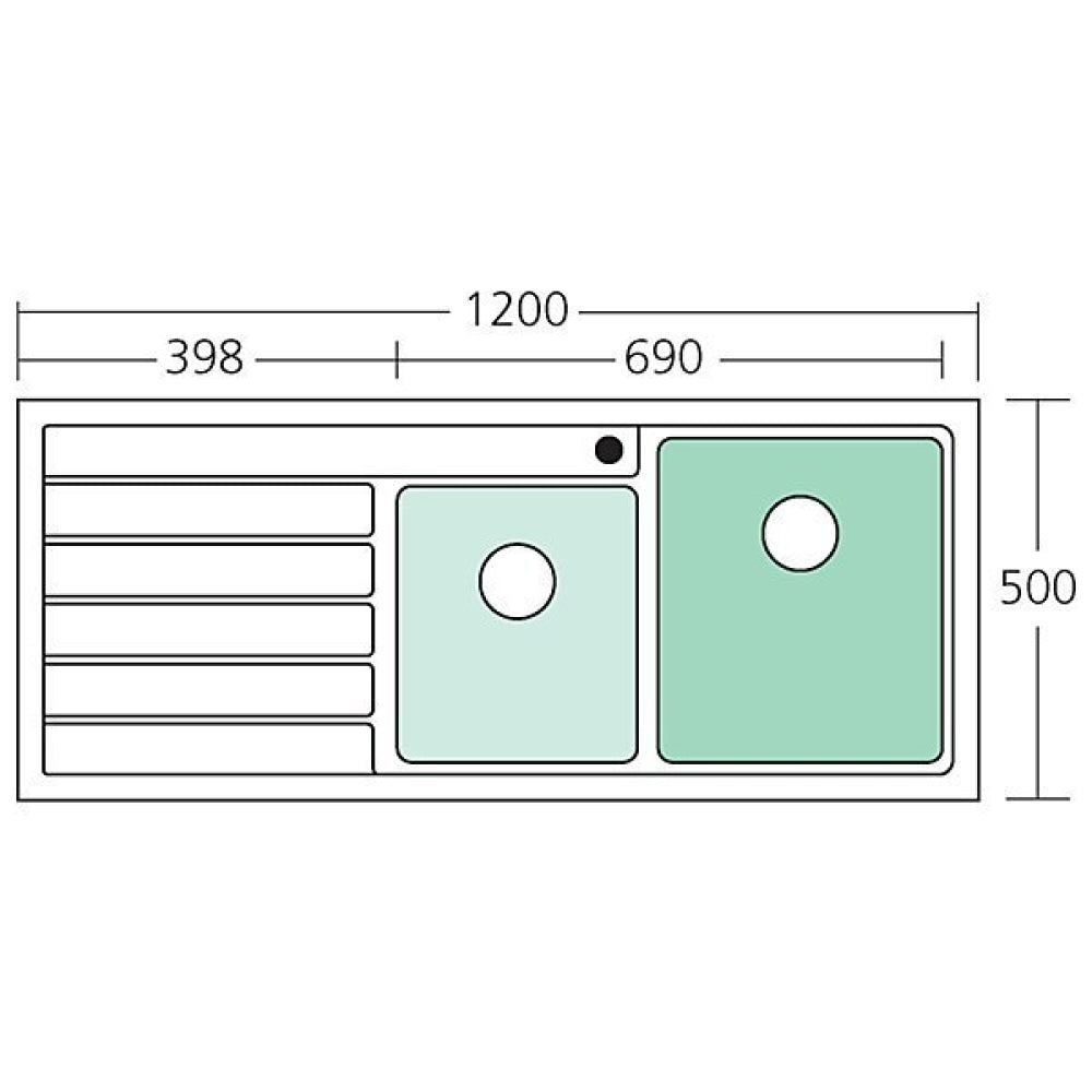 Oliveri Ap1412 Apollo 1 And 3/4 Bowl Left Hand Drainer Sink Top Mounted Kitchen Sinks