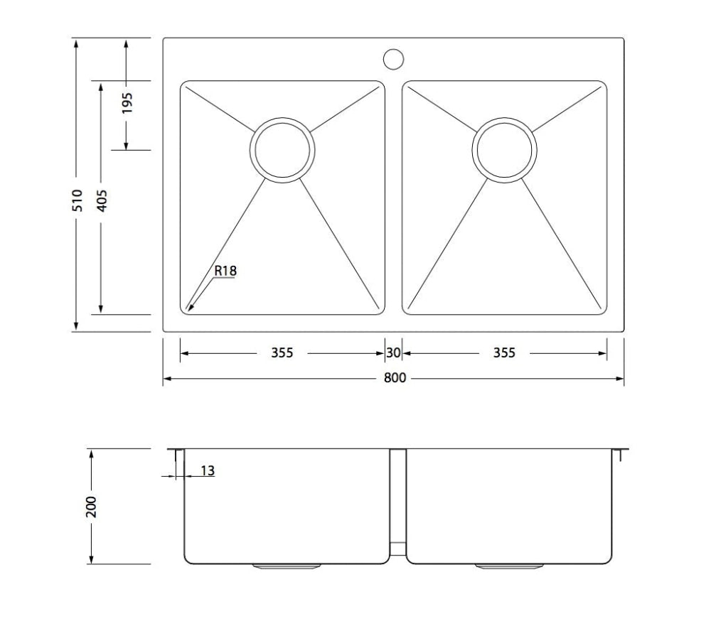 Oliveri Ap1464 Apollo Double Bowl Sink Top Mounted Kitchen Sinks