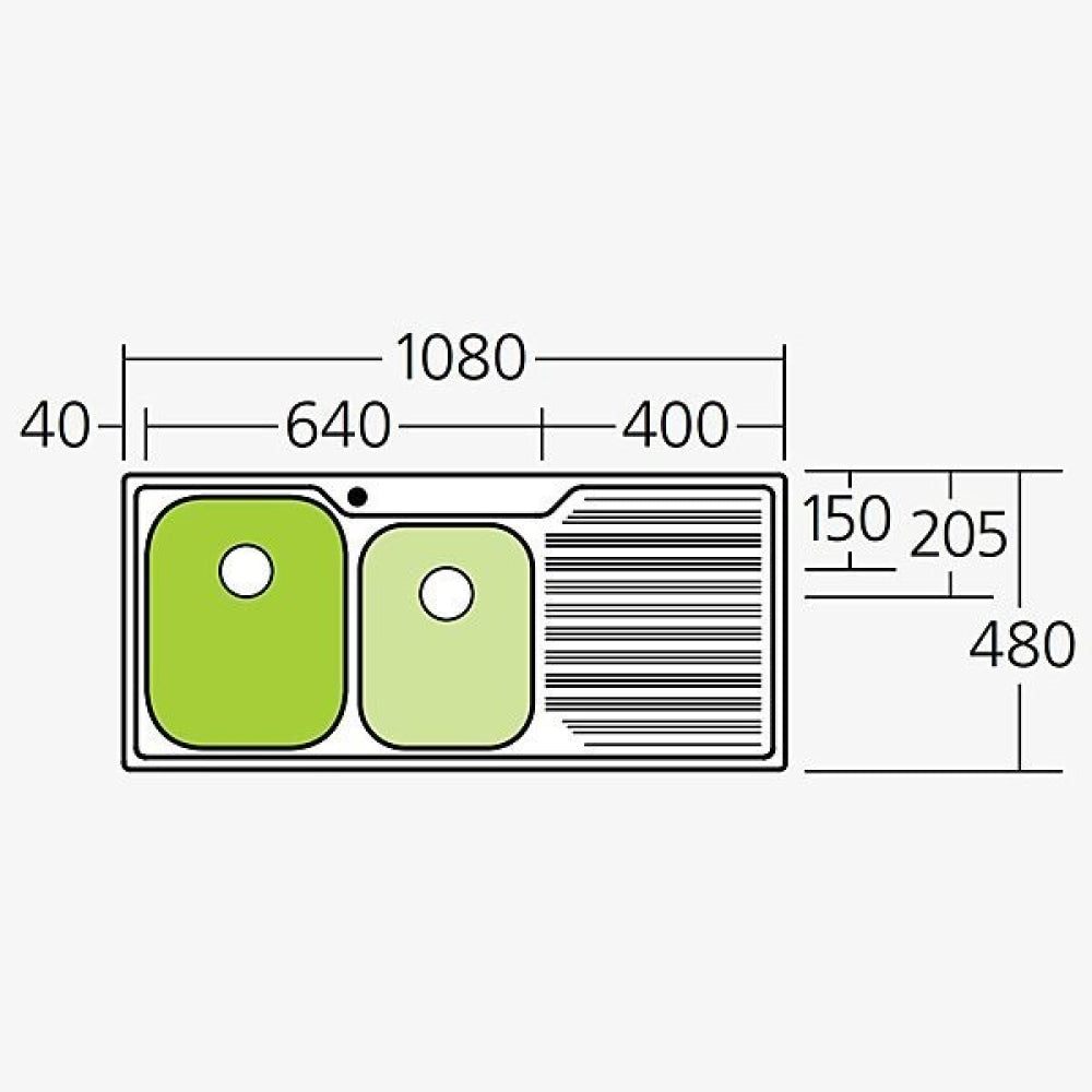 Oliveri Dz112 Diaz 1 And 3/4 Bowl Left Hand Drainer Topmount Sink Top Mounted Kitchen Sinks
