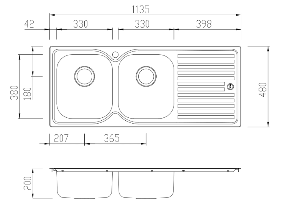 Oliveri El071 Double Bowl Stainless Steel Sink Top Mounted Kitchen Sinks