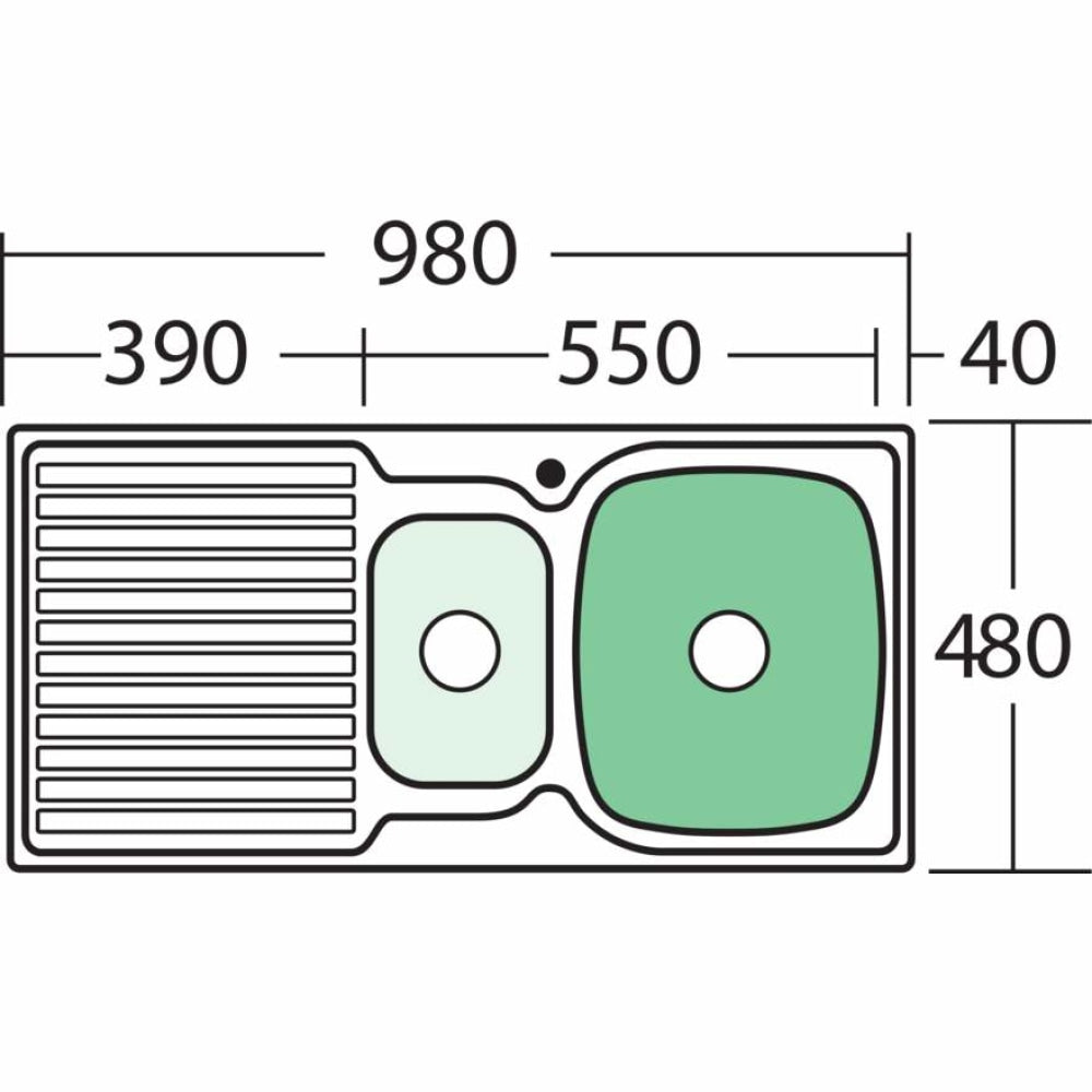 Oliveri Endeavour Ee02 1 & 1/2 Bowl Sink With Drainer Top Mounted Kitchen Sinks