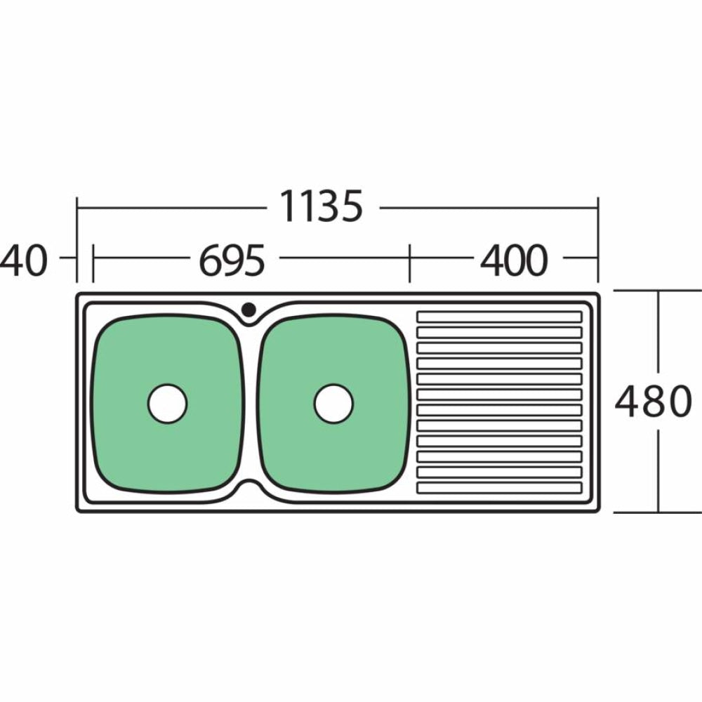 Oliveri Endeavour Ee71 Double Bowl Sink With Drainer Top Mounted Kitchen Sinks