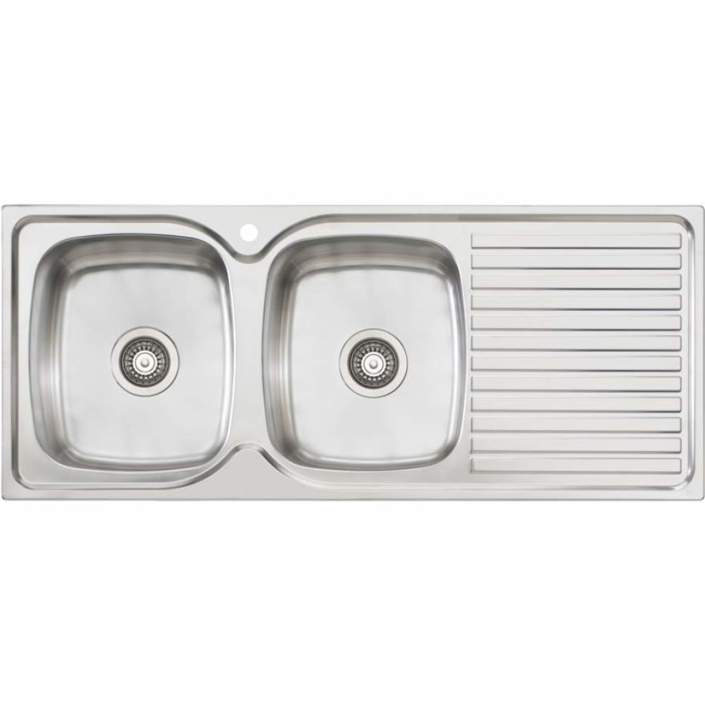 Oliveri Endeavour Ee71 Double Bowl Sink With Drainer Top Mounted Kitchen Sinks