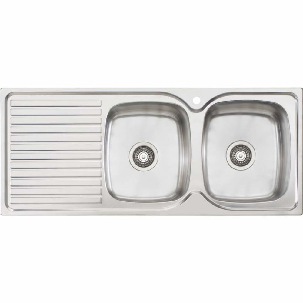 Oliveri Endeavour Ee72 Double Bowl Sink With Drainer Top Mounted Kitchen Sinks
