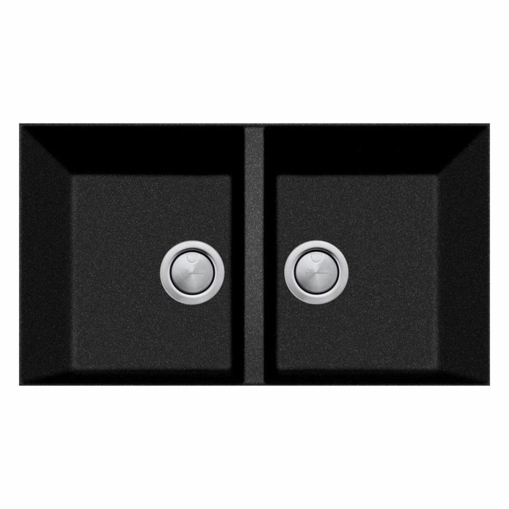 Oliveri Florence Fe-Bl1573U Double Bowl Black Granite Undermount Sink Kitchen Sinks