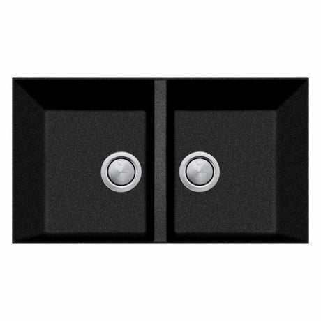 Oliveri Florence Fe-Bl1573U Double Bowl Black Granite Undermount Sink Kitchen Sinks
