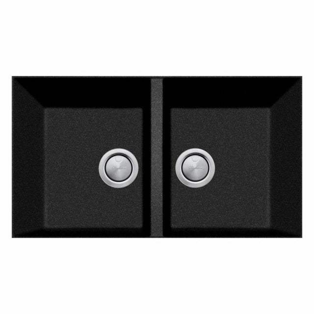 Oliveri Florence Fe-Bl1573U Double Bowl Black Granite Undermount Sink Kitchen Sinks