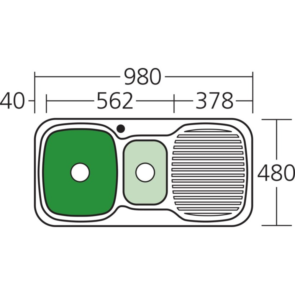 Oliveri Ll126 Lakeland 1 And 1/2 Bowl Right Hand Drainer Sink - Pre Order Top Mounted Kitchen Sinks