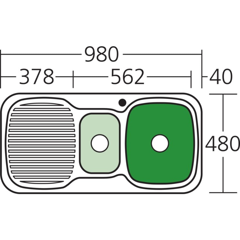 Oliveri Ll127 Lakeland 1 And 1/2 Bowl Left Hand Drainer Sink Top Mounted Kitchen Sinks