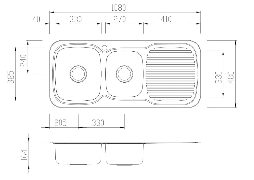Oliveri Ll136 Lakeland 1 And 3/4 Bowl Right Hand Drainer Sink - Pre Order Top Mounted Kitchen Sinks