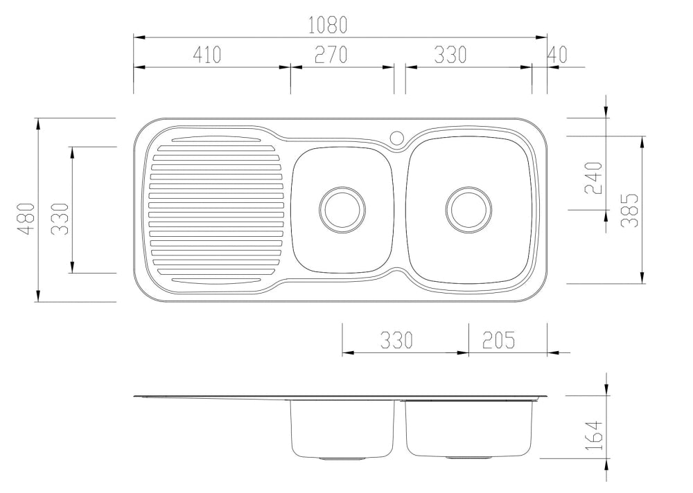 Oliveri Ll137 Lakeland 1 And 3/4 Bowl Left Hand Drainer Sink - Pre Order Top Mounted Kitchen Sinks