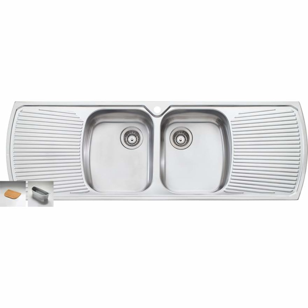 Oliveri Mo753 Monet Double Bowl With Drainer Topmount Sink Top Mounted Kitchen Sinks