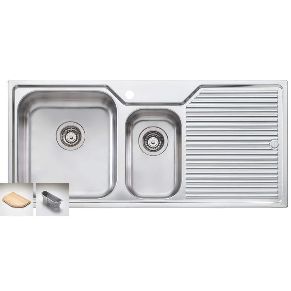 Oliveri Np601 Nu-Petite 1 And 1/2 Bowl Right Hand Drainer Topmount Sink Top Mounted Kitchen Sinks