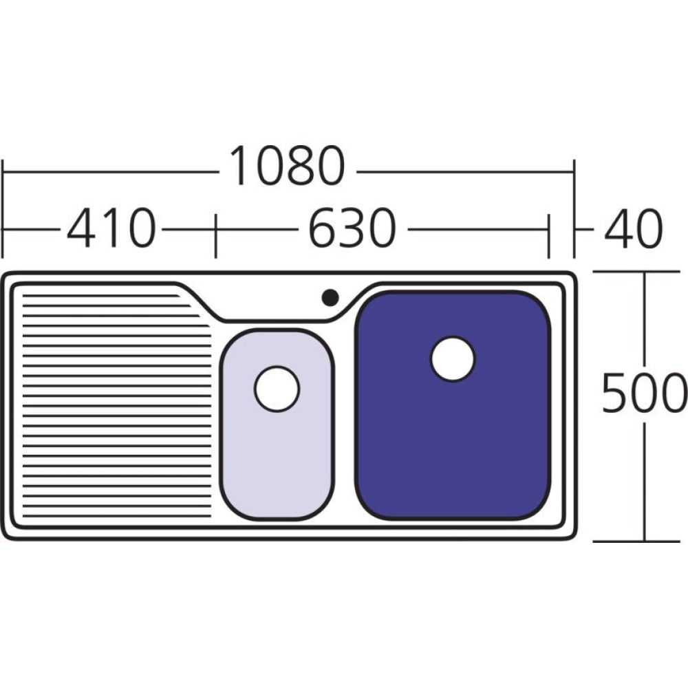 Oliveri Np602 Nu-Petite 1 And 1/2 Bowl Left Hand Drainer Topmount Sink Top Mounted Kitchen Sinks