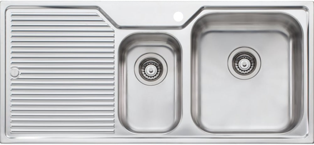Oliveri Np602 Nu-Petite 1 And 1/2 Bowl Left Hand Drainer Topmount Sink Top Mounted Kitchen Sinks