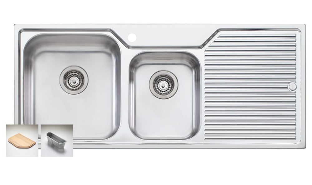 Oliveri Np611 Nu-Petite 1 And 3/4 Bowl Right Hand Drainer Topmount Sink Top Mounted Kitchen Sinks