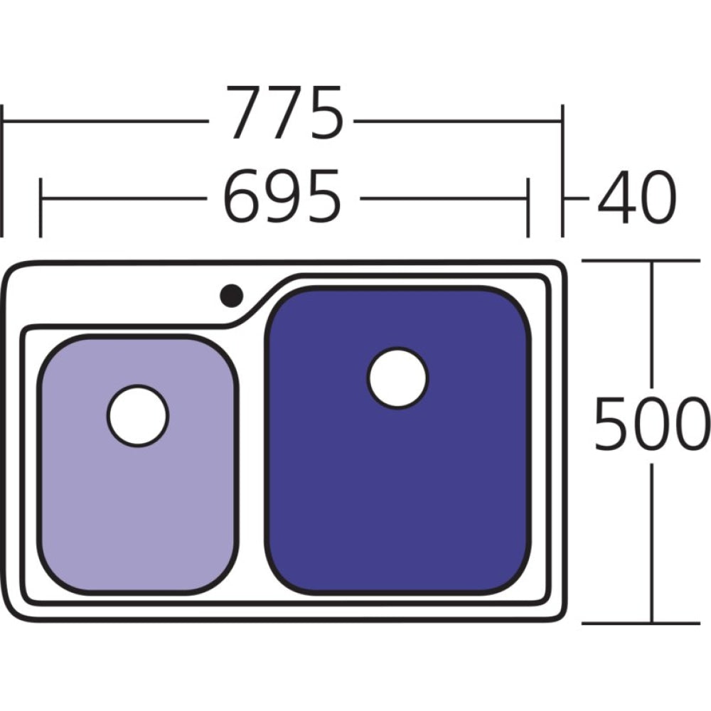 Oliveri Np616 Nu-Petite 1 And 3/4 Topmount Bowl Sink Top Mounted Kitchen Sinks