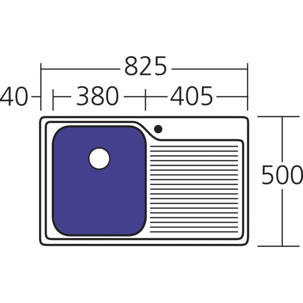 Oliveri Np621 Nu-Petite Single Bowl Right Hand Drainer Top Mount Sink Mounted Kitchen Sinks