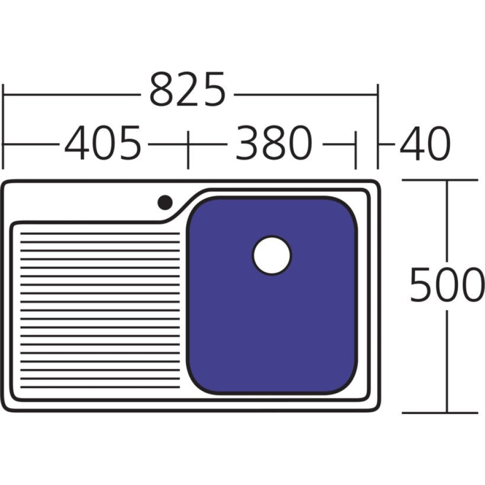 Oliveri Np622 Nu-Petite Single Bowl Left Hand Drainer Topmount Sink Top Mounted Kitchen Sinks