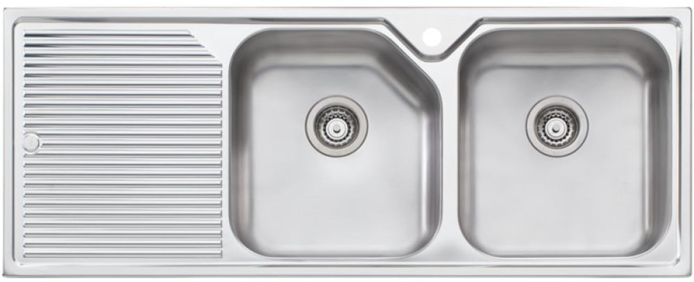 Oliveri Np672 Nu-Petite Double Bowl Left Hand Drainer Topmount Sink Top Mounted Kitchen Sinks