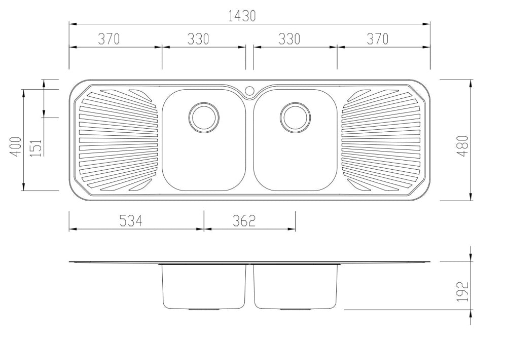 Oliveri Pe353 Petite Double Bowl With Drainer Topmount Sink Top Mounted Kitchen Sinks