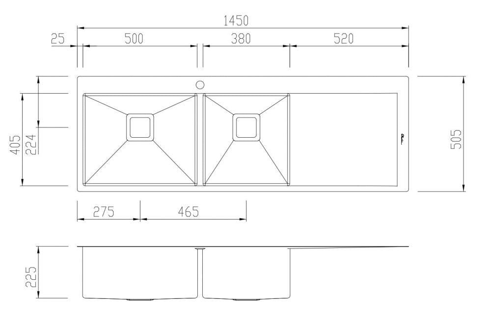 Oliveri Pr1111 Professional Series 1 And 3/4 Bowl Right Hand Drainer Topmount Sink Top Mounted