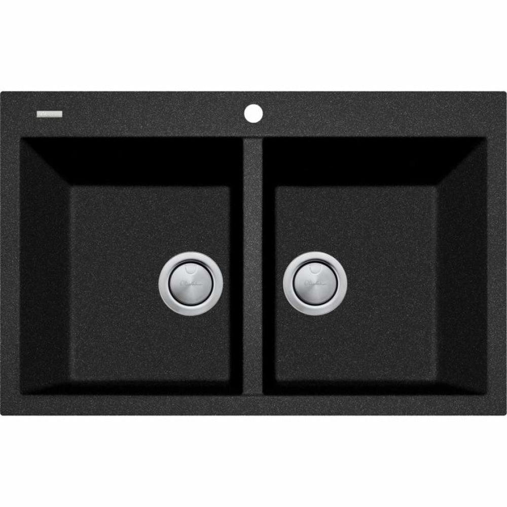 Oliveri Santorini St-Bl1574 Piccolo Double Bowl Black Granite Kitchen Sink Sinks