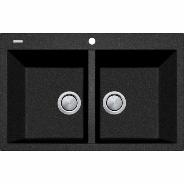 Oliveri Santorini St-Bl1574 Piccolo Double Bowl Black Granite Kitchen Sink Sinks