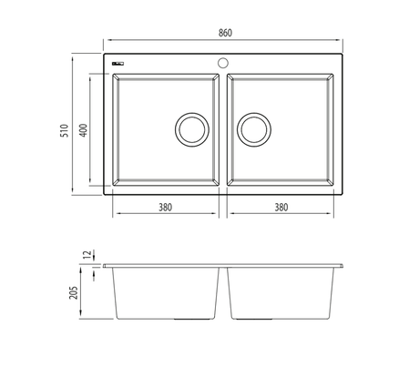Oliveri Santorini St-Wh1564 Double Bowl White Granite Kitchen Sink Sinks