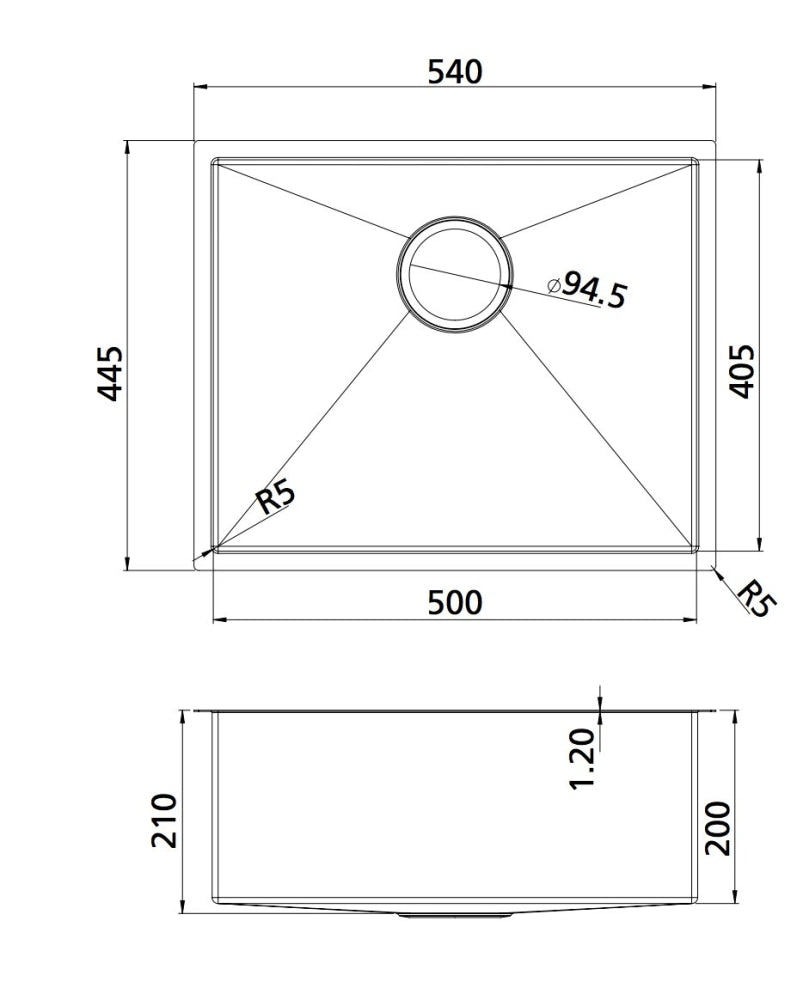 Oliveri Sb50Ss Spectra Top Or Undermount Single Bowl Stainless Steel Sink Kitchen Sinks