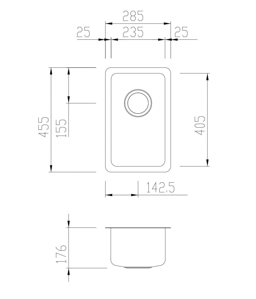 Oliveri Sn1020U Sonetto Single Bowl Undermount Sink Kitchen Sinks