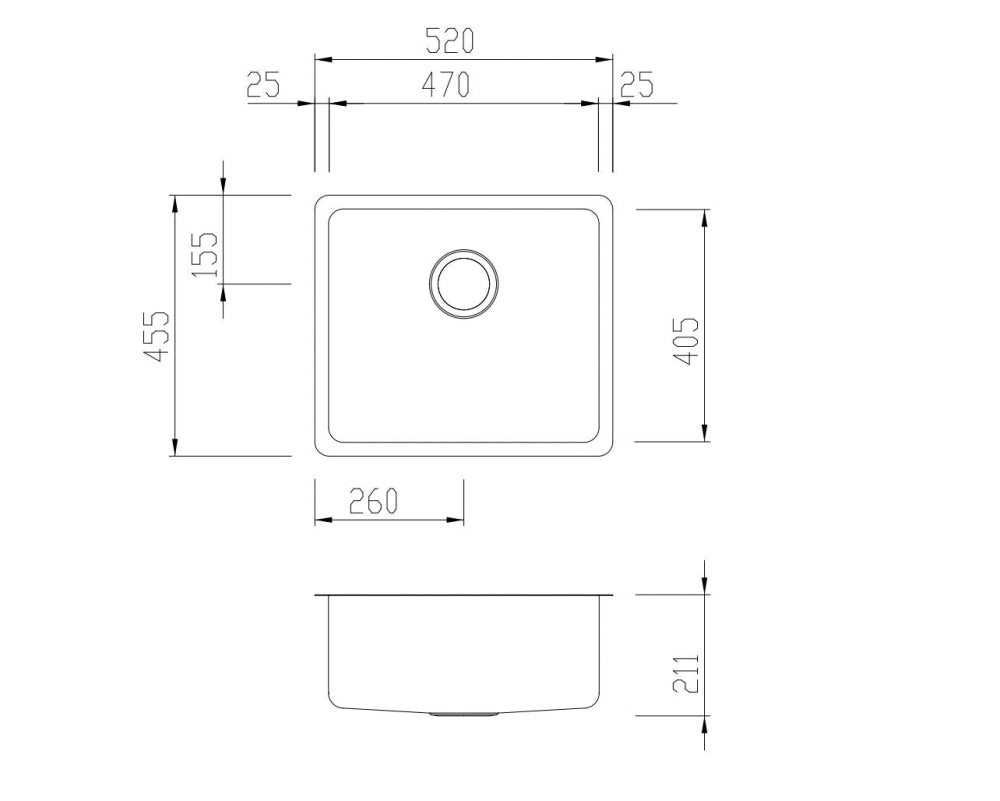 Oliveri Sn1050U Sonetto Single Bowl Undermount Sink Kitchen Sinks