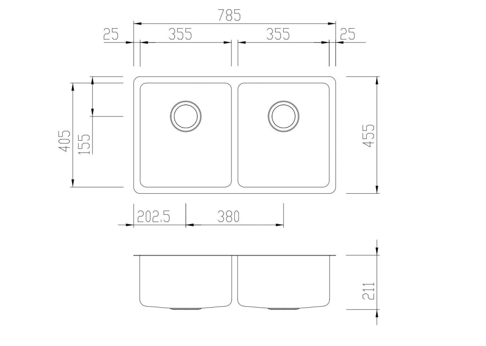 Oliveri Sn1063U Sonetto Double Bowl Undermount Sink Kitchen Sinks