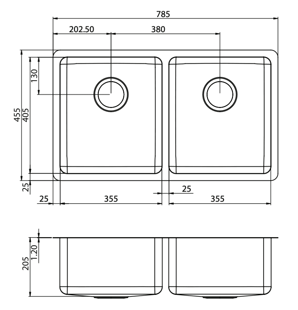 Oliveri Sn63Tu Sonetto Double Bowl Sink - In Stock Undermount Kitchen Sinks