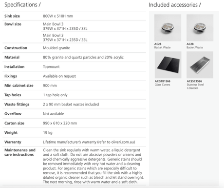 Oliveri St-Bl1566Gtkit Santorini Double Bowl Black Granite Sink With Glass Top Kitchen Sinks