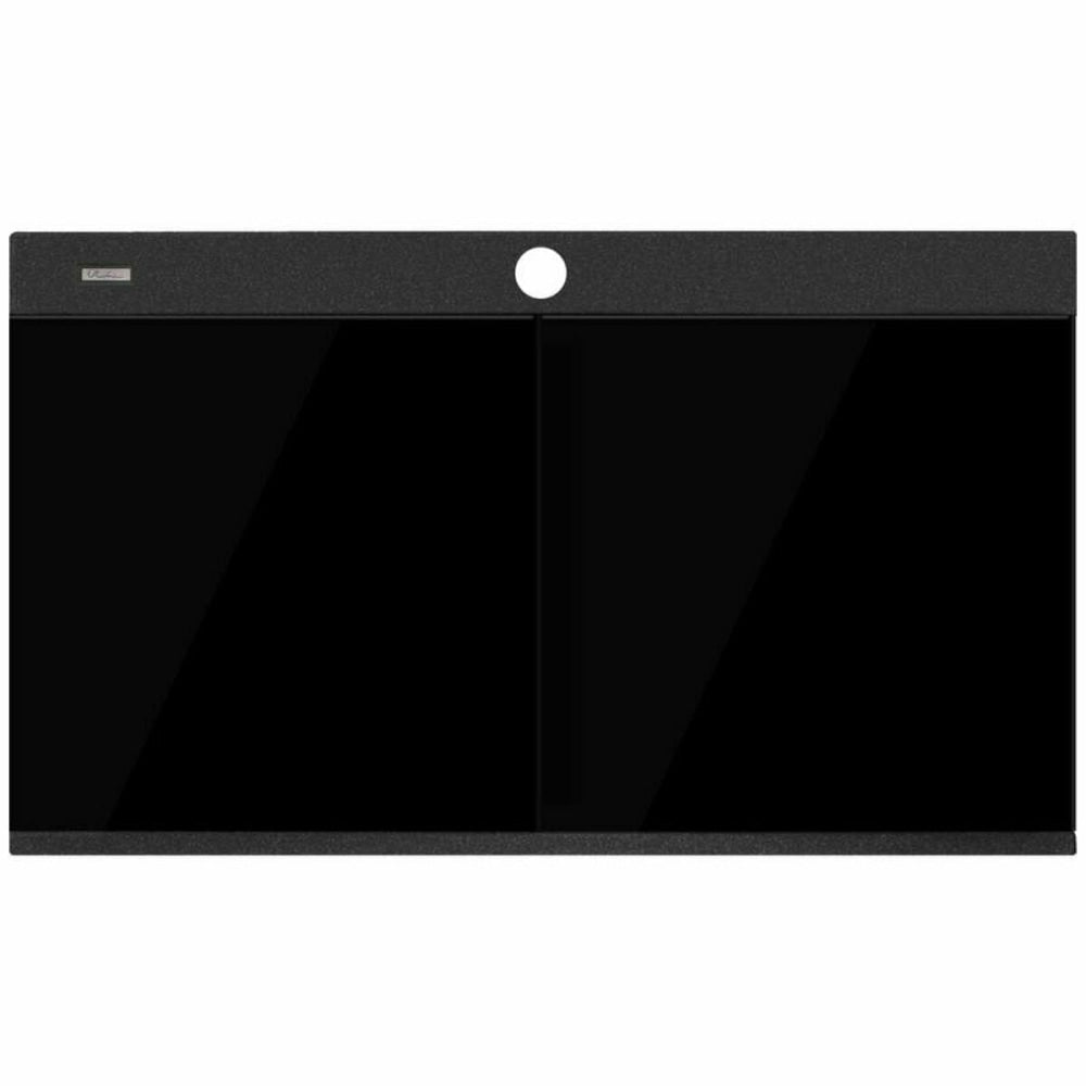 Oliveri St-Bl1566Gtkit Santorini Double Bowl Black Granite Sink With Glass Top Kitchen Sinks