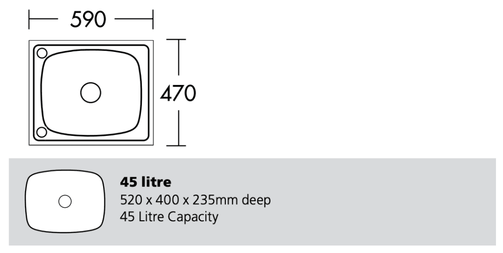 Oliveri Ti45S 45 Litre Laundry Tub Top Mounted Kitchen Sinks