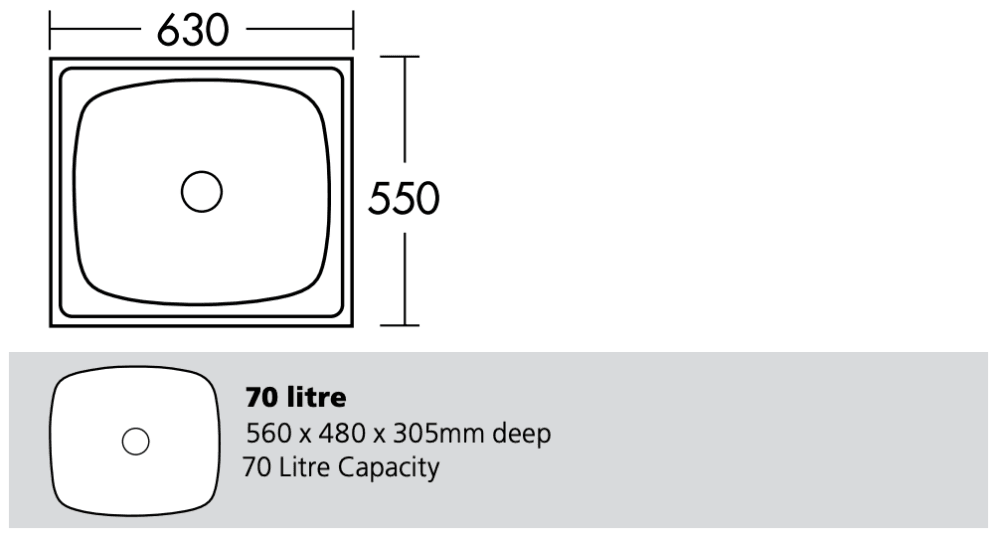 Oliveri Ti70 Laundry Tub Top Mounted Kitchen Sinks