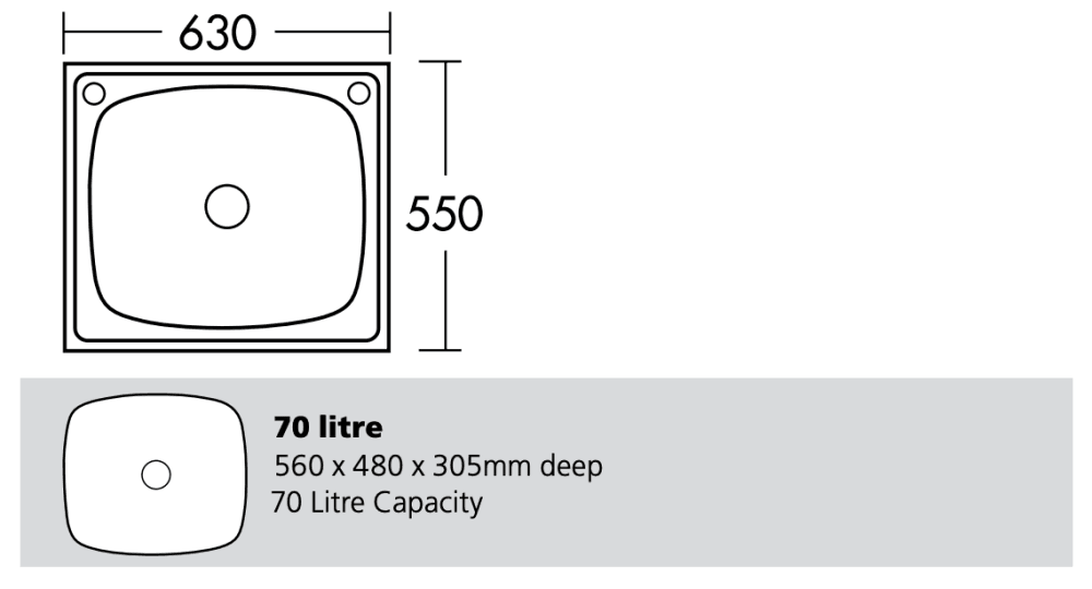 Oliveri Ti70S Laundry Tub With Rinse Bypass Kit Top Mounted Kitchen Sinks