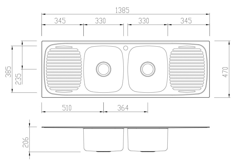 Oliveri Uf13D Ultraform Double Bowl Drainer Topmount Sink Top Mounted Kitchen Sinks