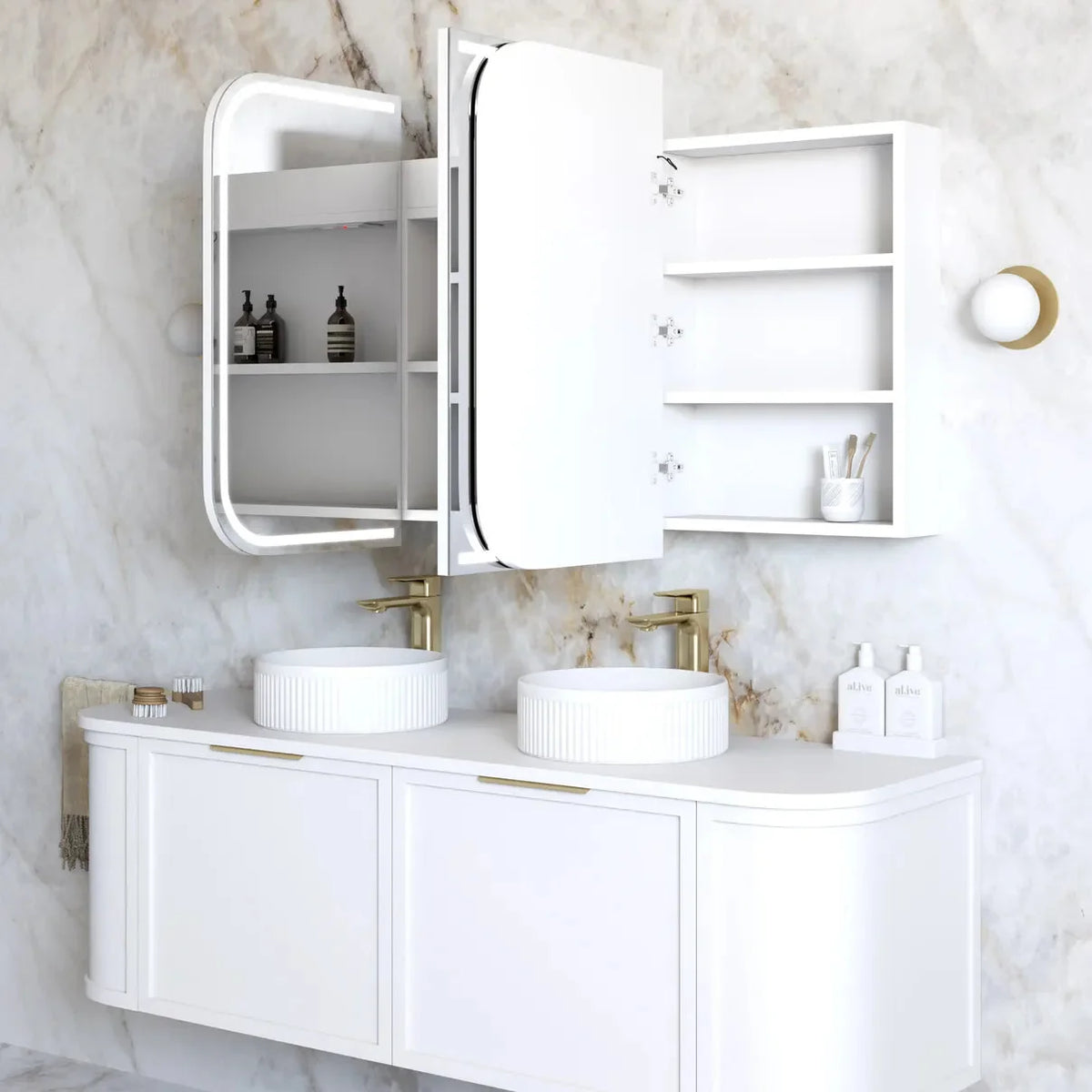 Otti LED-SSQ1575-VP LED Newport 1500x750mm White Shaving Cabinet
