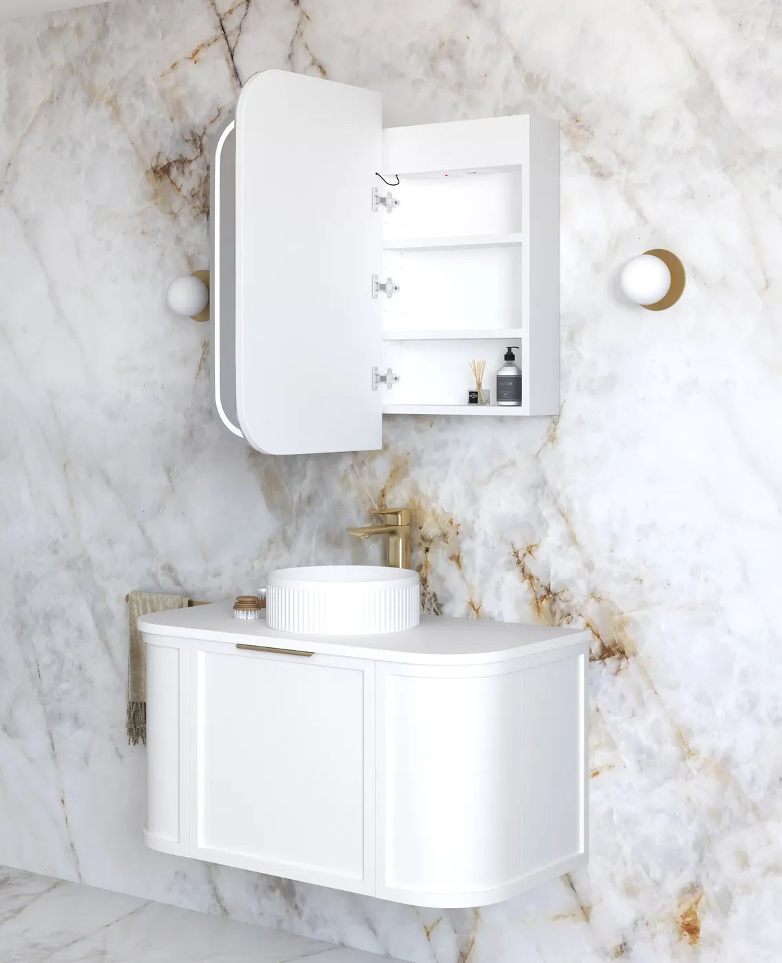 Otti LED-SSQ9075-VP LED Newport 900x750mm White Shaving Cabinet