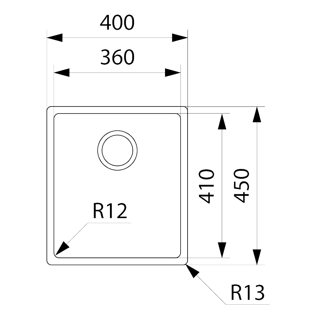Franke Bolero 360mm Stainless Steel Single Bowl Sink, Stainless Steel BOX210-36