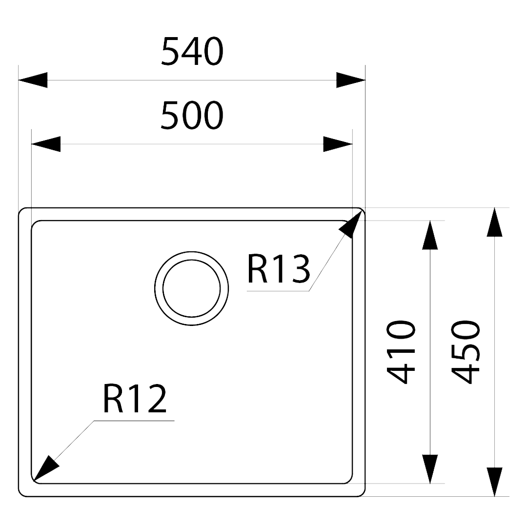 Franke Bolero 500mm Single Bowl Sink, Stainless Steel BOX210-50