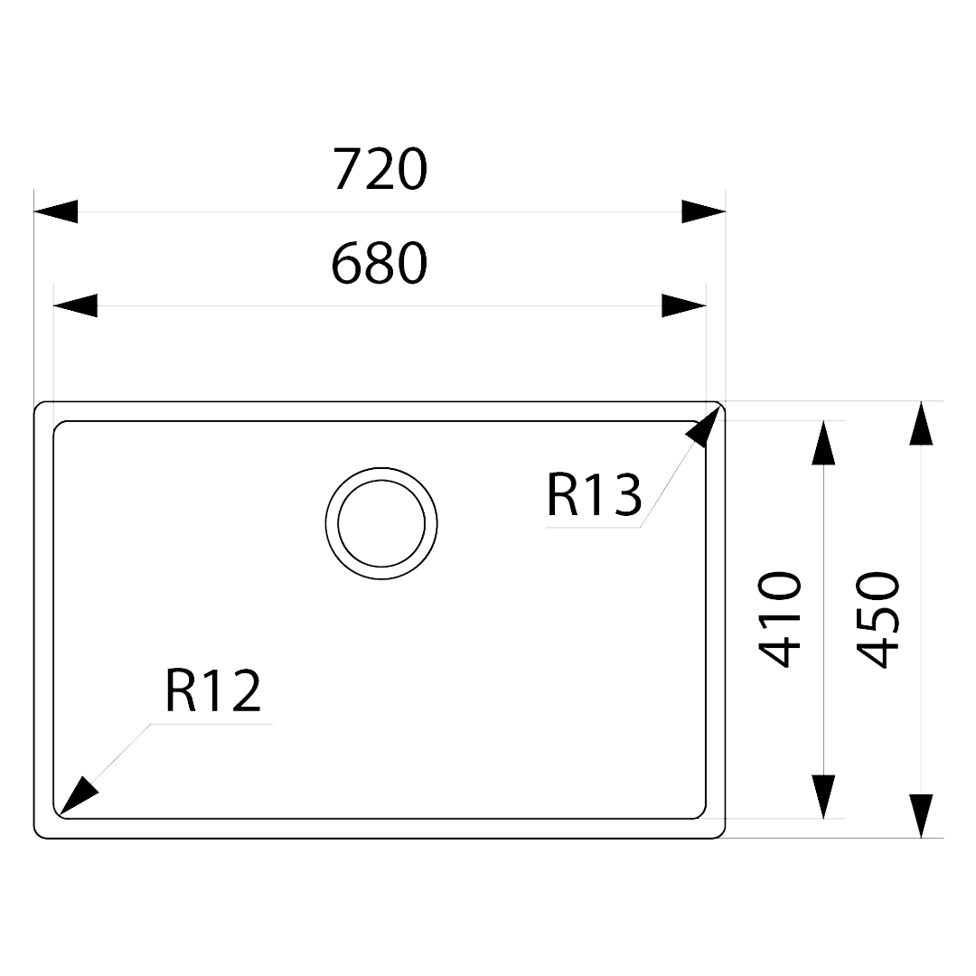 Franke Bolero 680mm Single Bowl Sink, Stainless Steel BOX210-68