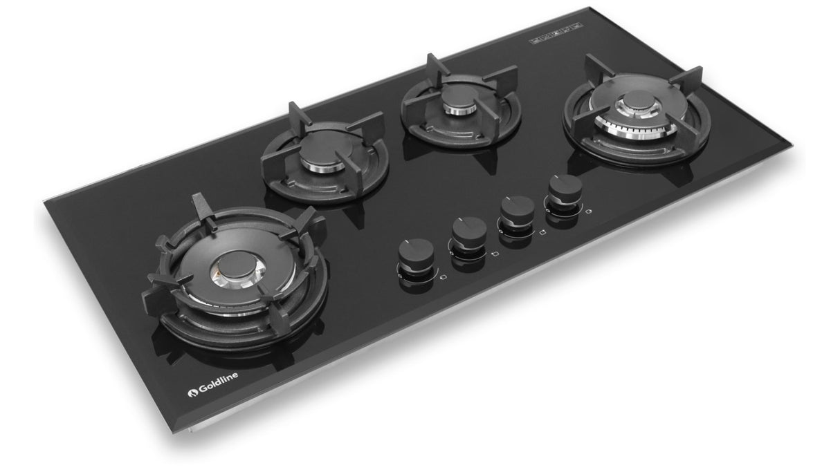 Goldline SAB4GLB 93cm Black Narrow 4 Burner Gas Cooktop