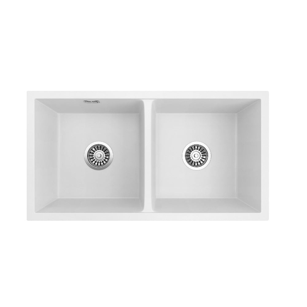 Seima 191038 Oros 820 Double Bowl Arqstone Sink Abovemount/Undermount No Taphole White 820 x 440mm - Sinks