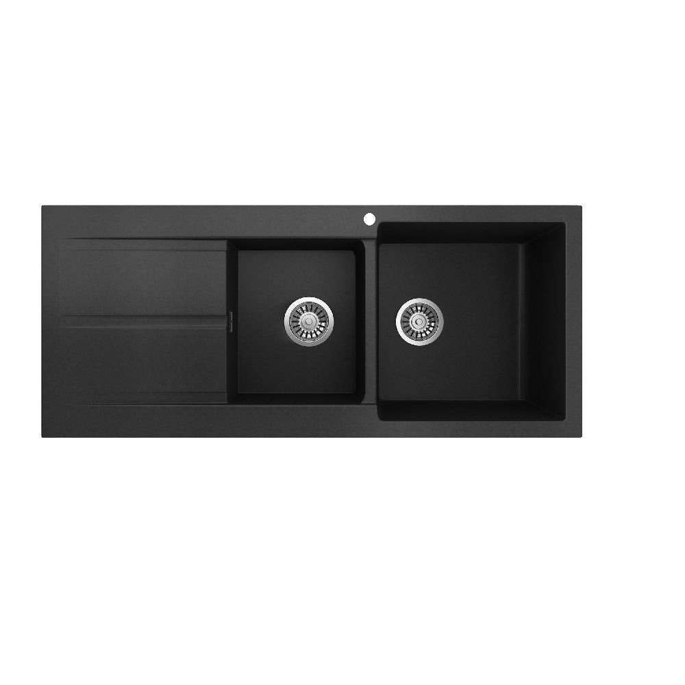 Seima 191052 Oros Sink Abovemount Left Hand Drainer One Taphole Black 1160 x 500mm - Sinks