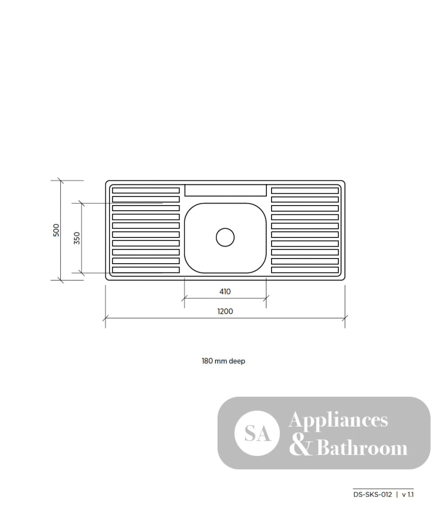 Seima 191844 Acero 012 Single Bowl Sink Abovemount (No taphole) Stainless Steel 1200x500mm - Sinks