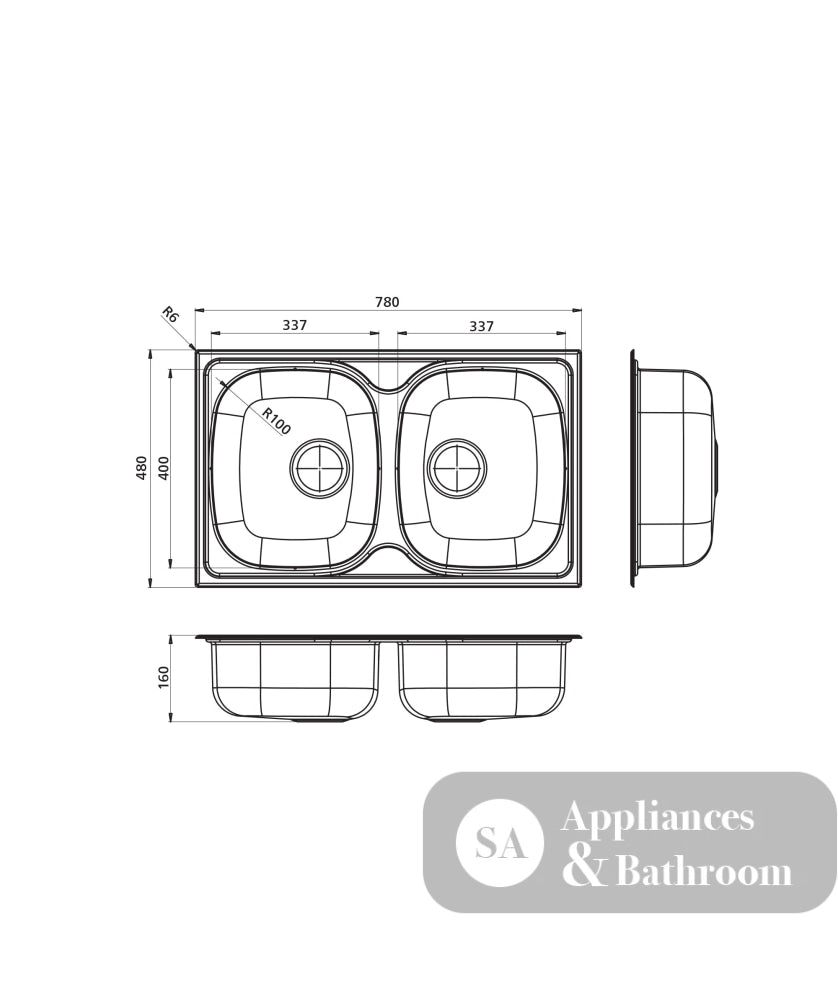 Seima 192373 Acero 780 Abovemount Sink 1 Tap Hole Stainless Steel - Sinks